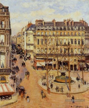  camille - rue saint honore morning sun effect place du theatre francais 1898 Camille Pissarro